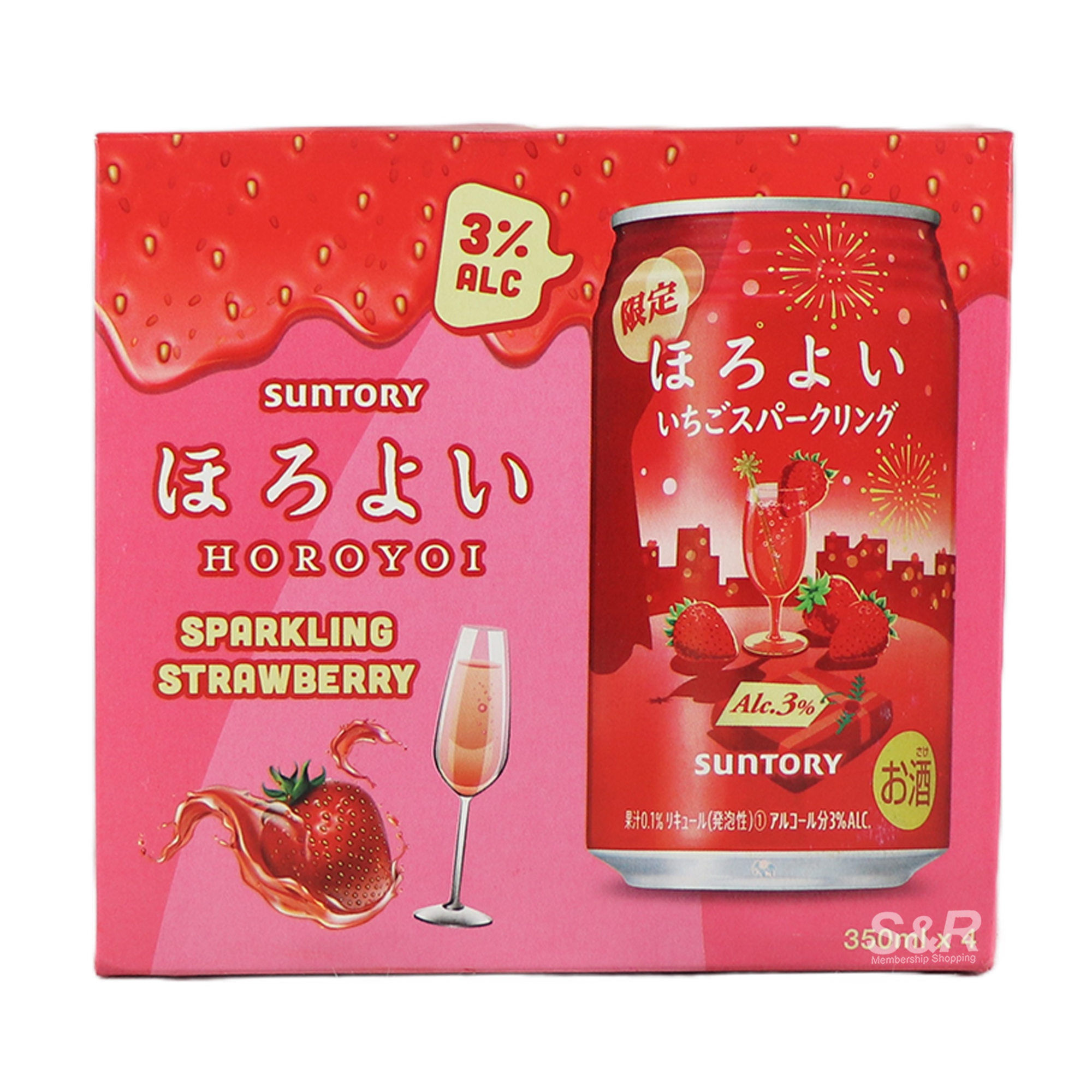 Suntory Horoyoi Sparkling Strawberry Chu-hi Beverage (350mL x 4pcs)